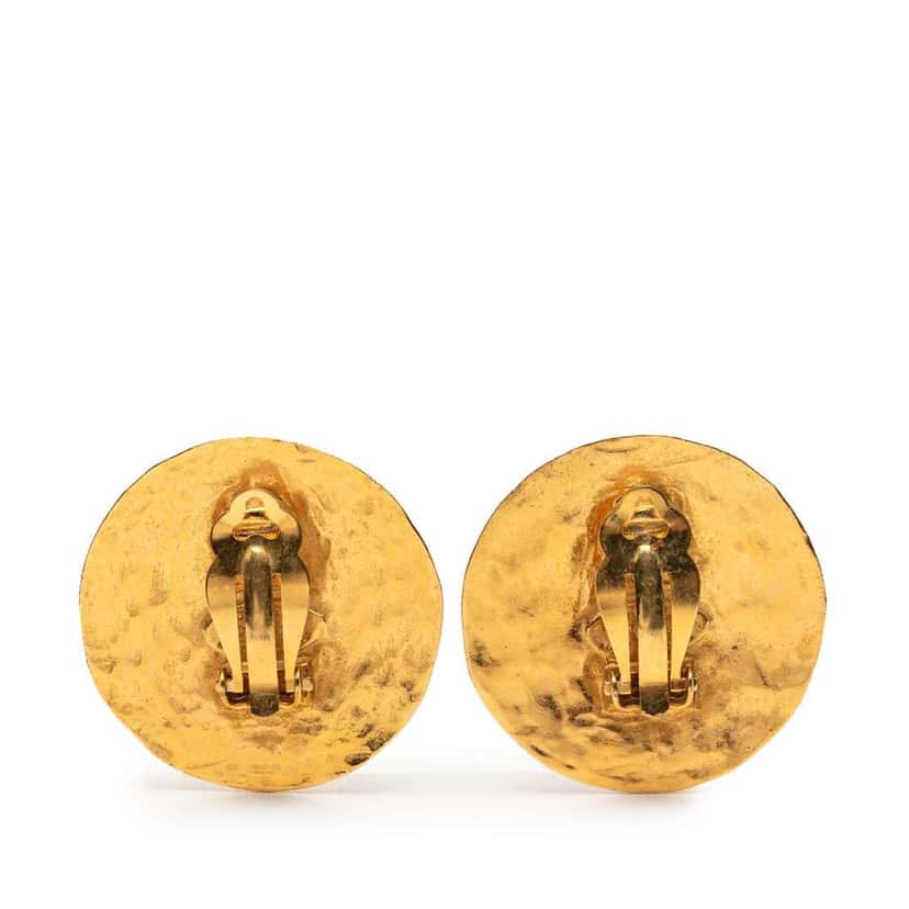 Chanel Gold Plated CC Round 31 Rue Cambon Clip on Earrings Gold Metal Very good condition - Back View
