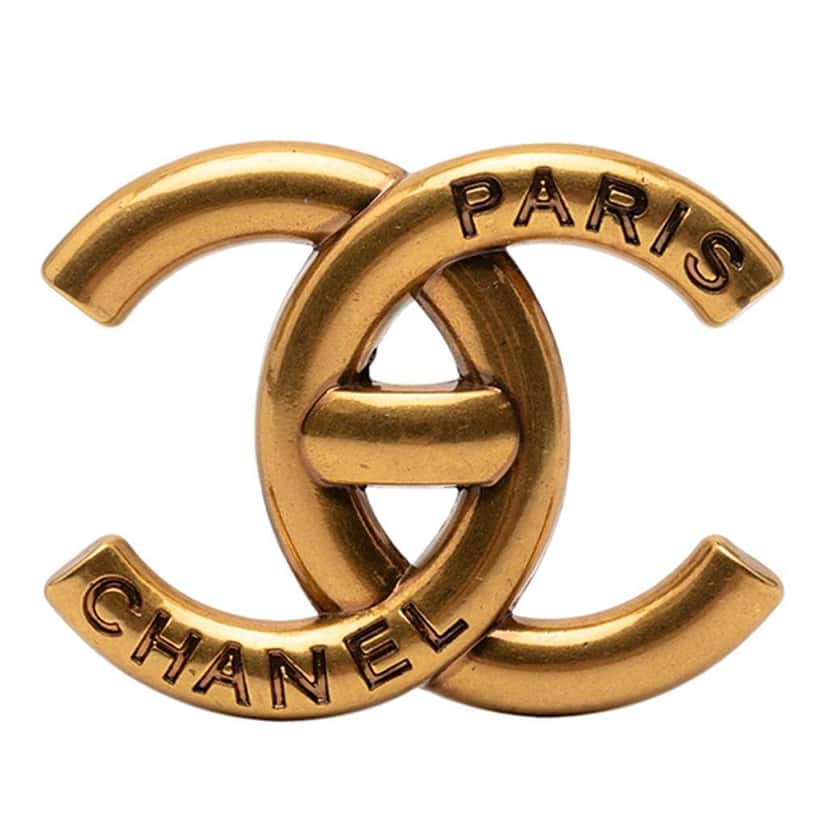 Chanel CC Gold Plated Logo Brooch Gold Metal Good condition - Front View