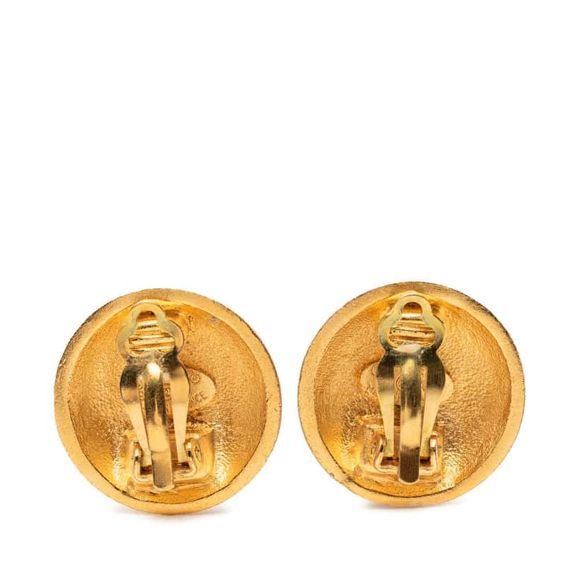 Chanel Gold Plated CC Button Clip on Earrings Gold Metal Good condition - Back View