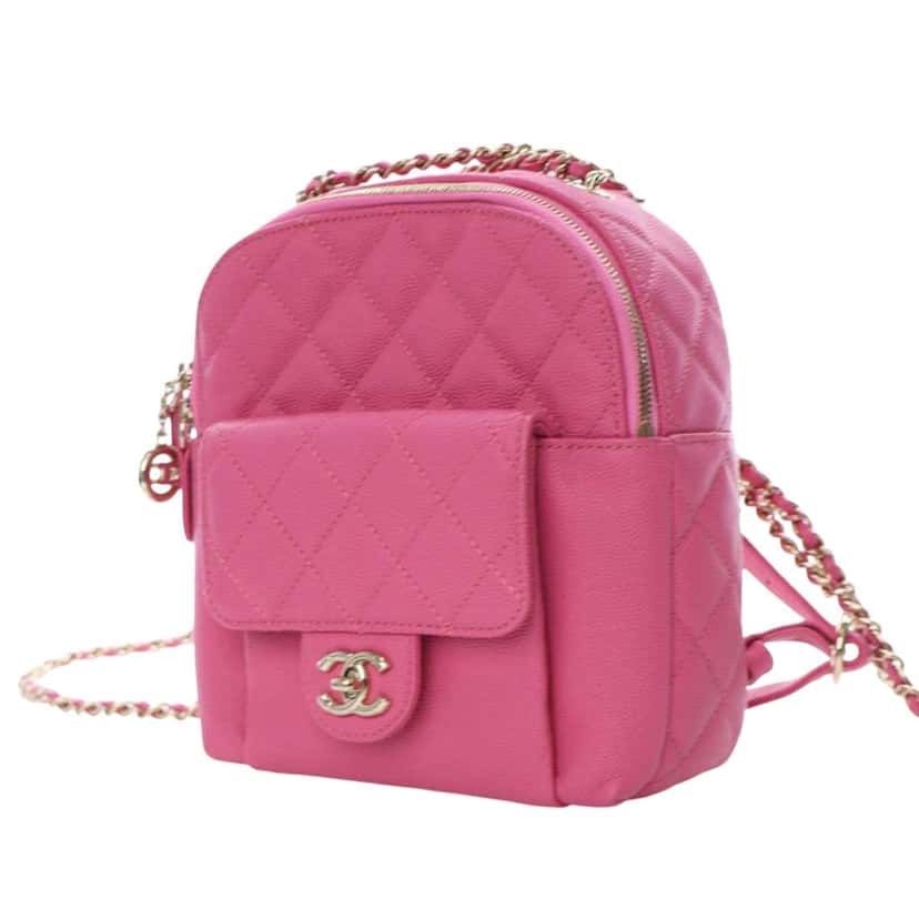 Chanel Small Quilted Caviar CC Day Backpack Pink Leather Good condition - Inside View