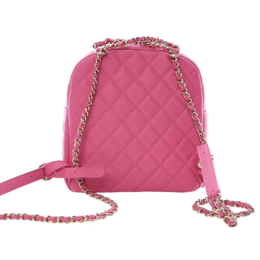 Chanel Small Quilted Caviar CC Day Backpack Pink Leather Good condition - Model View