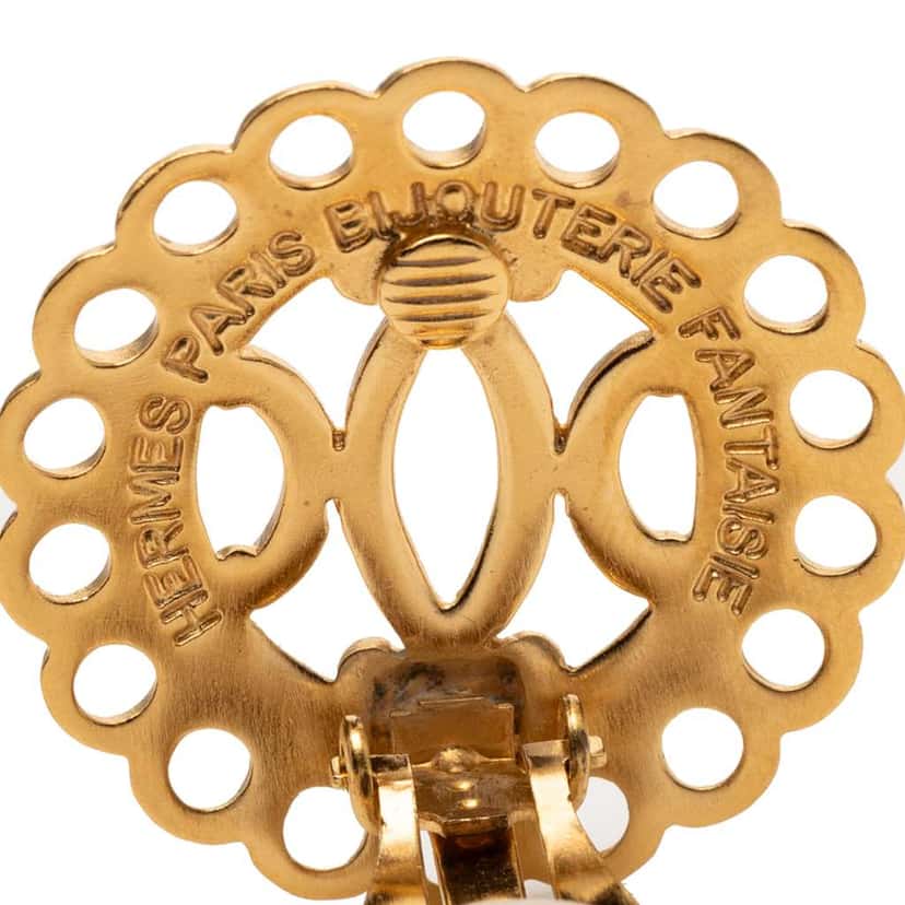 Hermès Gold Plated Bijouterie Fantaisie Clip on Earrings Gold Metal Very good condition - Inside View