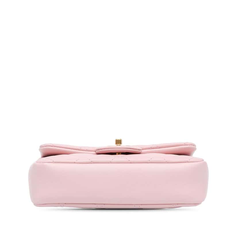 Chanel Mini Quilted Lambskin Heart Charms Flap Pink Leather Good condition - Inside View