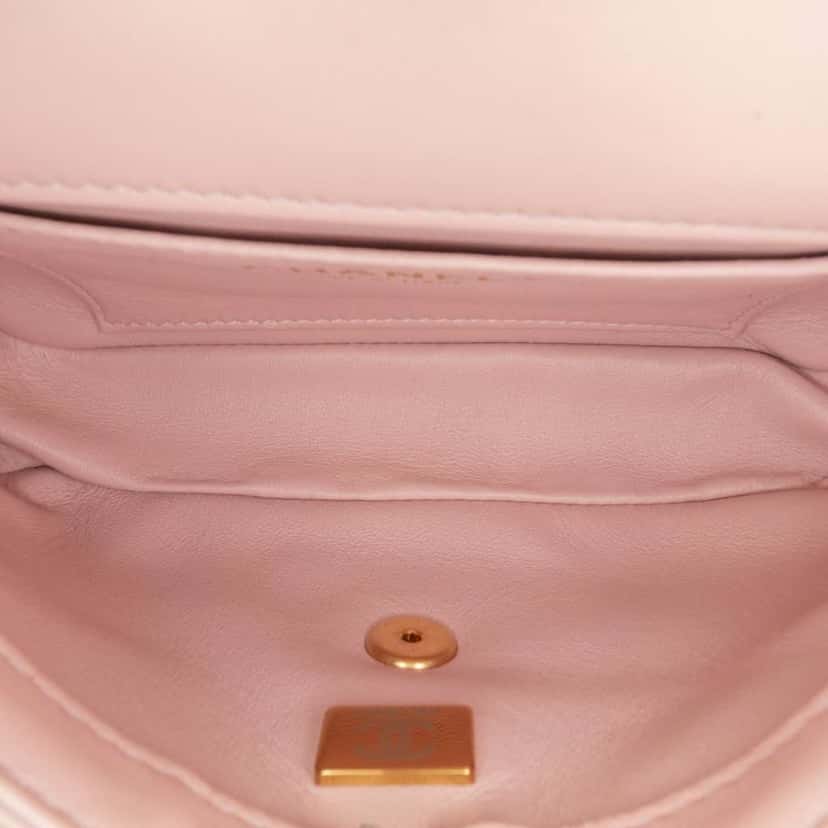 Chanel Mini Quilted Lambskin Heart Charms Flap Pink Leather Good condition - Model View