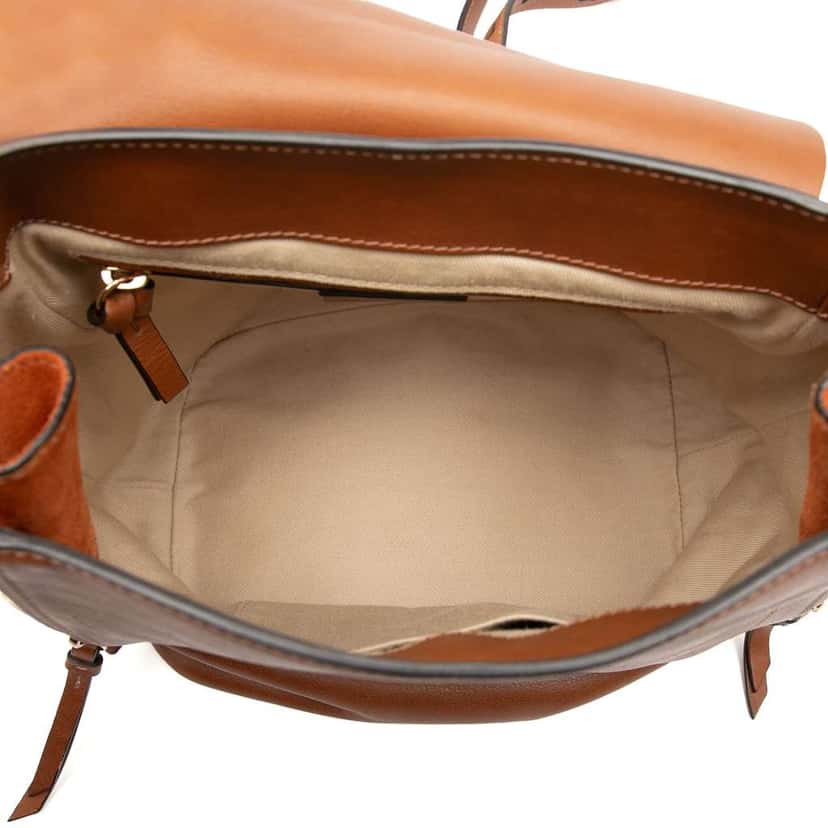 Chloé Medium Calfskin and Suede Faye Backpack Brown Leather Good condition - Model View