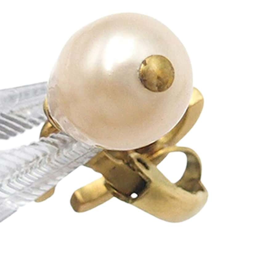 Chanel CC Gold Plated Faux Pearl Drop Clip on Earrings Gold Metal Good condition - Box View