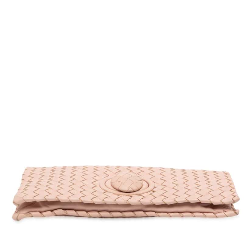 Bottega Veneta Nappa Intrecciato Turn Lock Clutch Pink Leather Good condition - Inside View