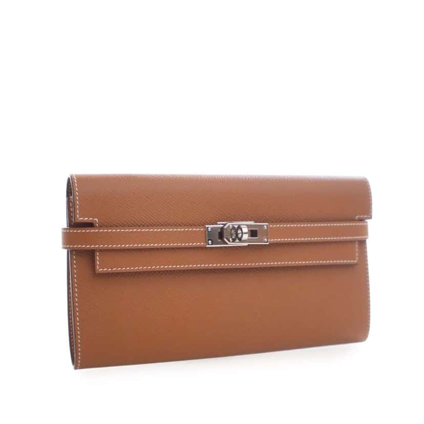 Hermès Epsom Kelly Longue Wallet Brown Leather Good condition - Back View