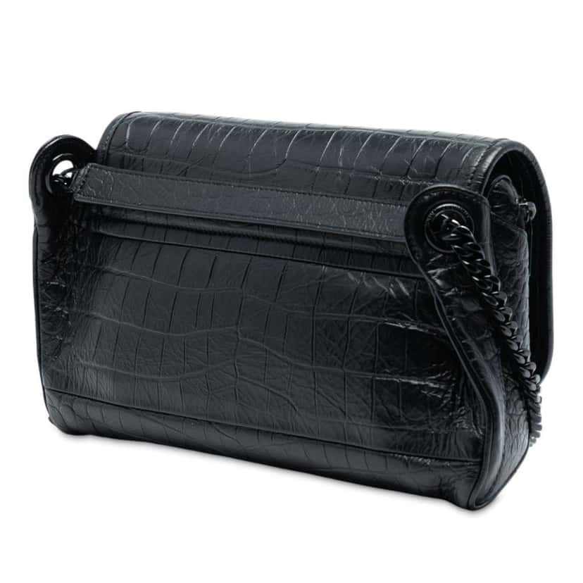Saint Laurent Croc Embossed Leather Niki Belt Bag Black Leather Good condition - Back View