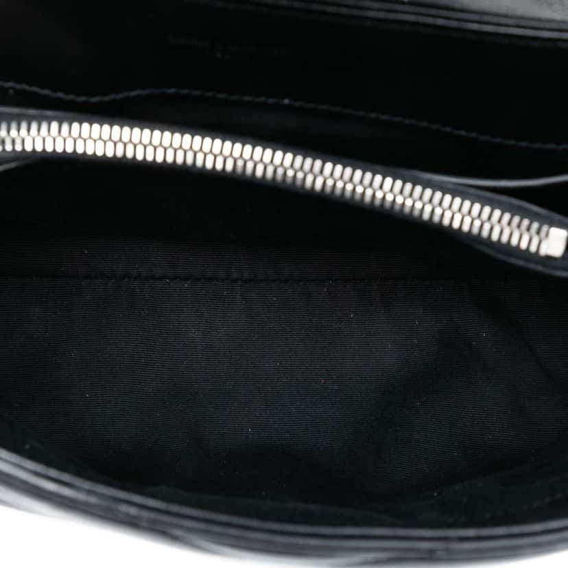 Saint Laurent Small Quilted Leather Monogram LouLou Shoulder Bag Black Leather Good condition - Model View