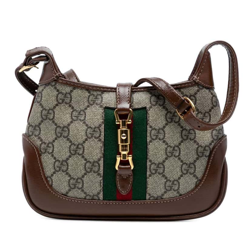 Gucci Mini GG Supreme Web Jackie 1961 Crossbody Brown Canvas Good condition - Front View