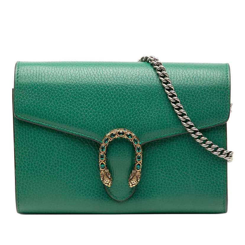 Gucci Leather Dionysus Wallet on Chain Green Leather Good condition - Front View