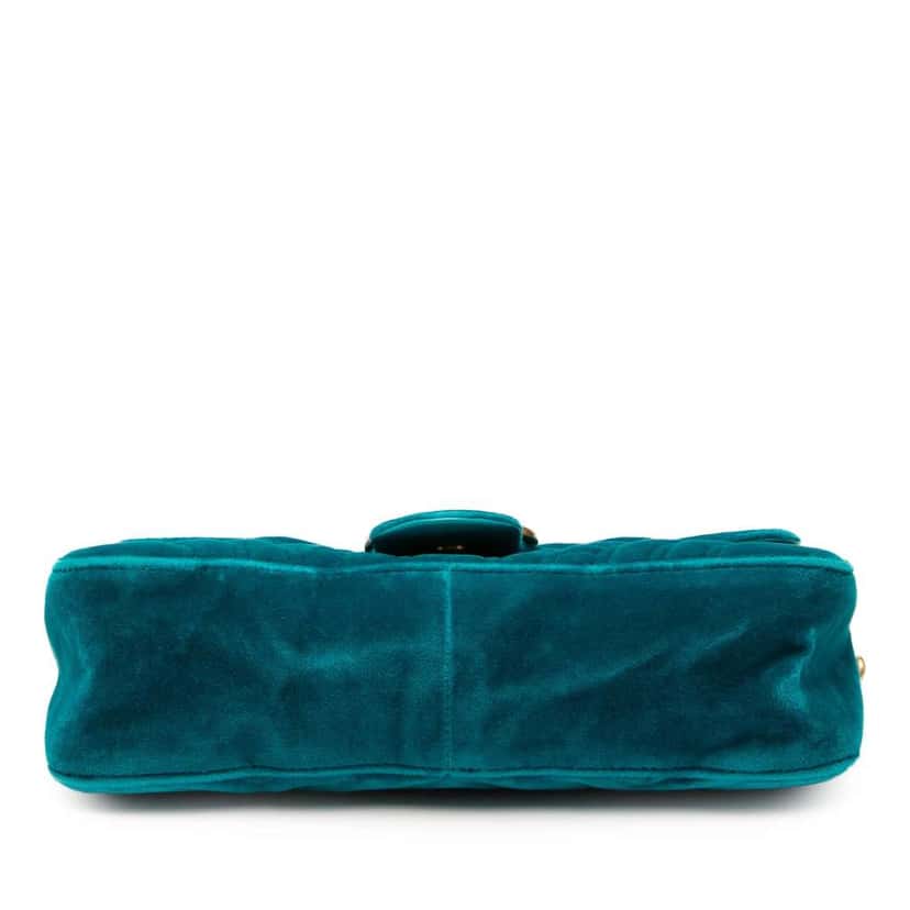 Gucci Medium GG Marmont Matelasse Velvet Shoulder Bag Blue Velvet Good condition - Inside View