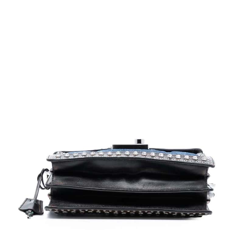 Prada Studded Denim Sound Lock Crossbody Blue Denim Very good condition - Inside View