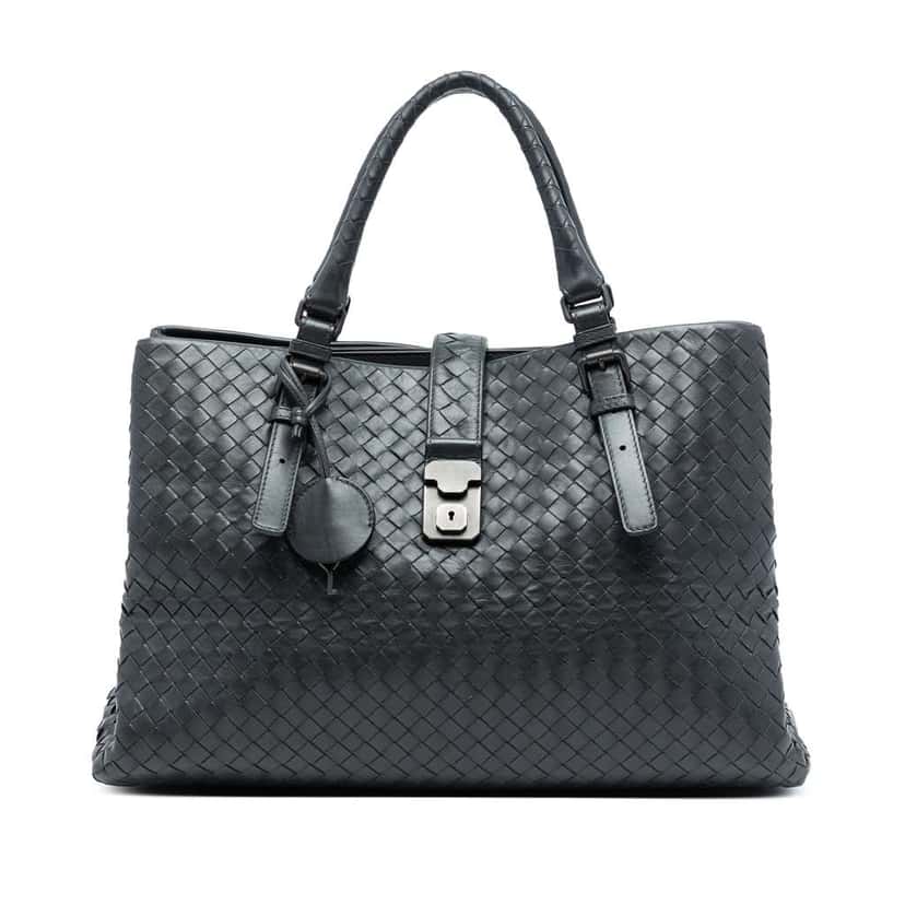 Bottega Veneta Medium Nappa Intrecciato Roma Tote Grey Leather Good condition - Front View