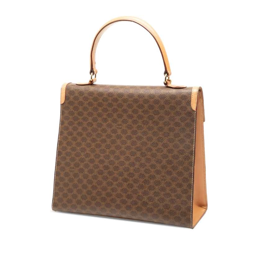 Celine Macadam Coated Canvas Top Handle Bag Brown Canvas Good condition - Back View