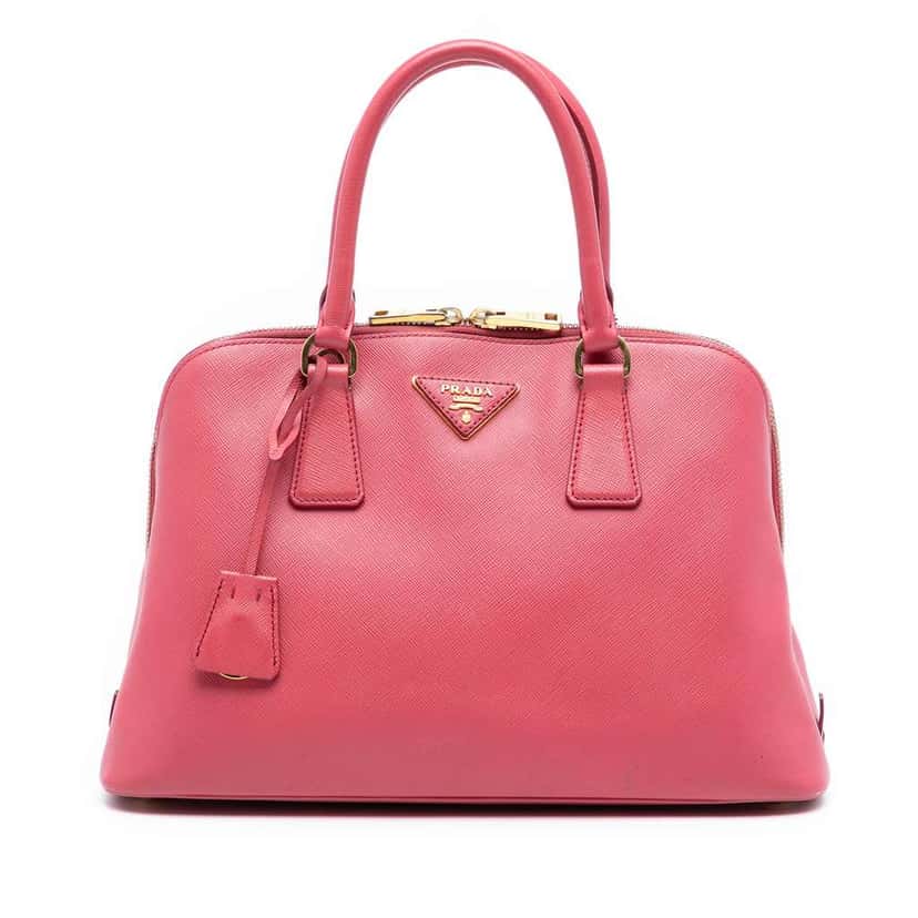 Prada Medium Saffiano Lux Promenade Satchel Pink Leather Very good condition - Front View