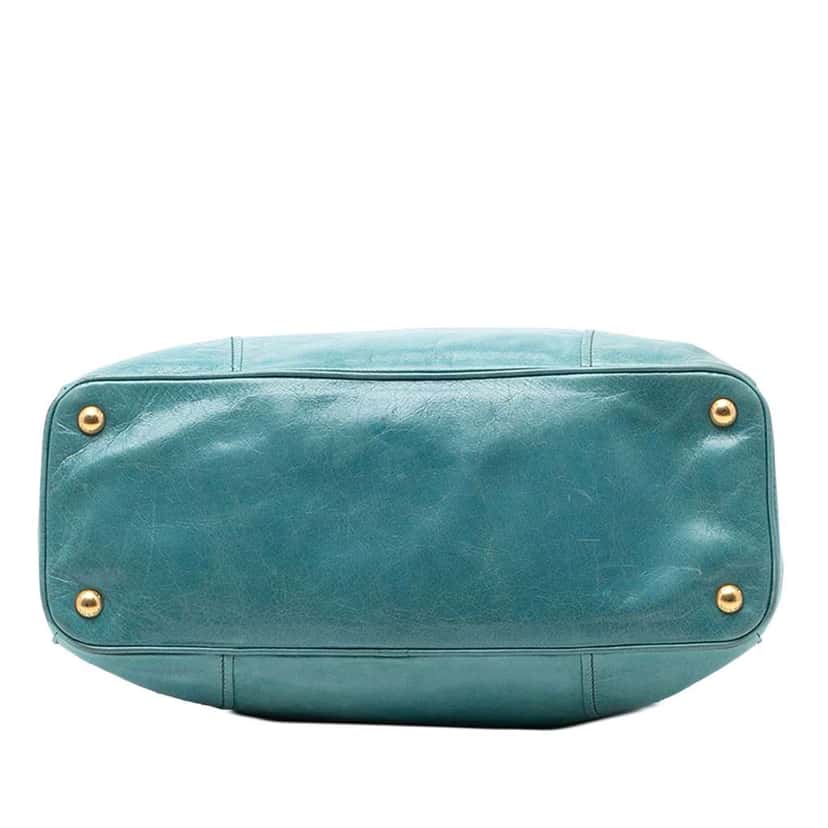 Prada Vitello Shine Satchel Blue Leather Good condition - Inside View