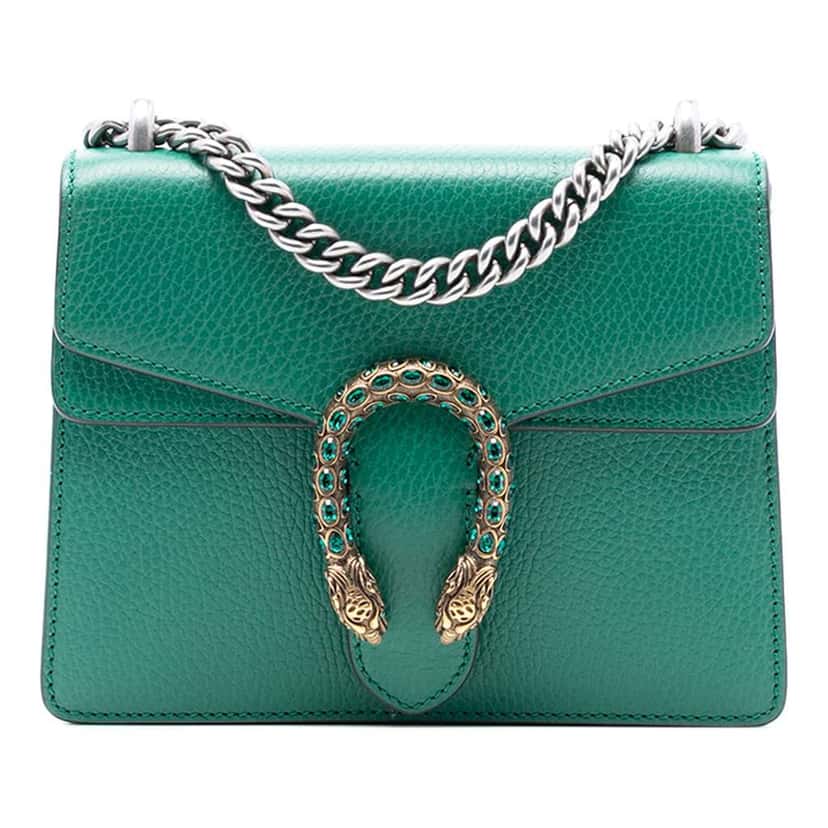 Gucci Small Leather Dionysus Crossbody Green Leather Very good condition - Front View