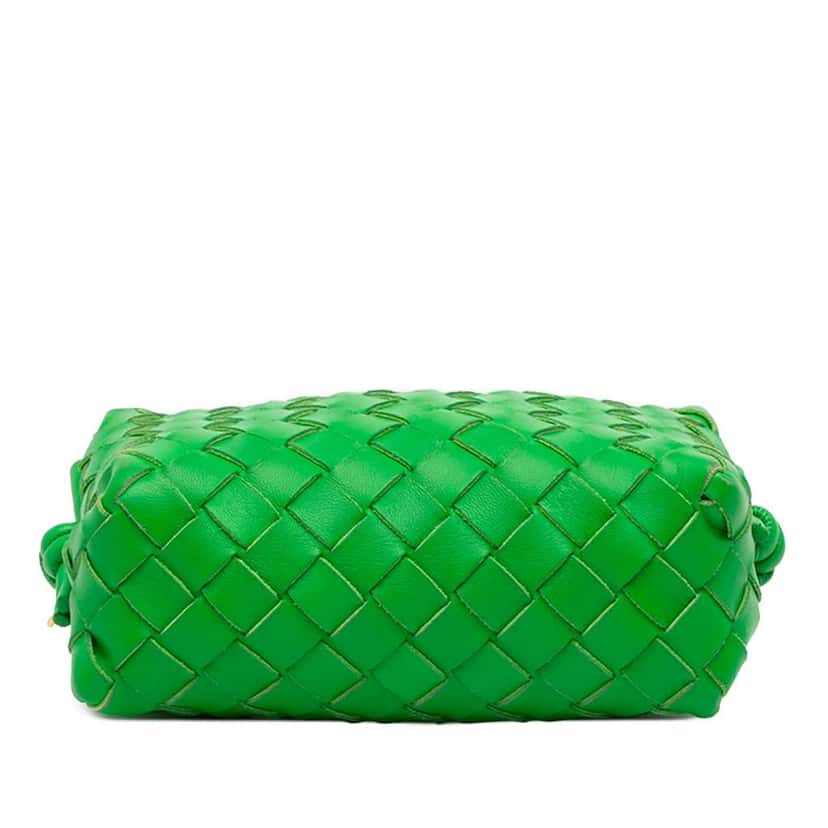 Bottega Veneta Mini Lambskin Intrecciato Loop Camera Bag Green Leather Good condition - Inside View