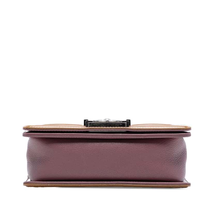 Chanel Small Quilted Goatskin and Patent Duo Boy Flap Pink Leather Good condition - Inside View
