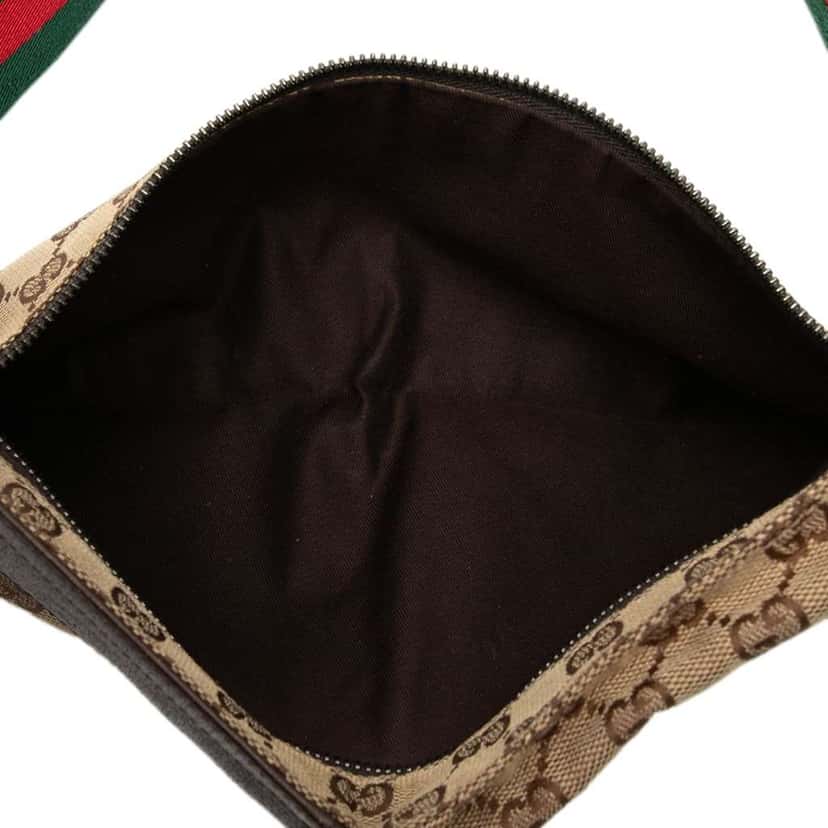 Gucci GG Canvas Web Double Pocket Belt Bag Brown Canvas Good condition - Model View