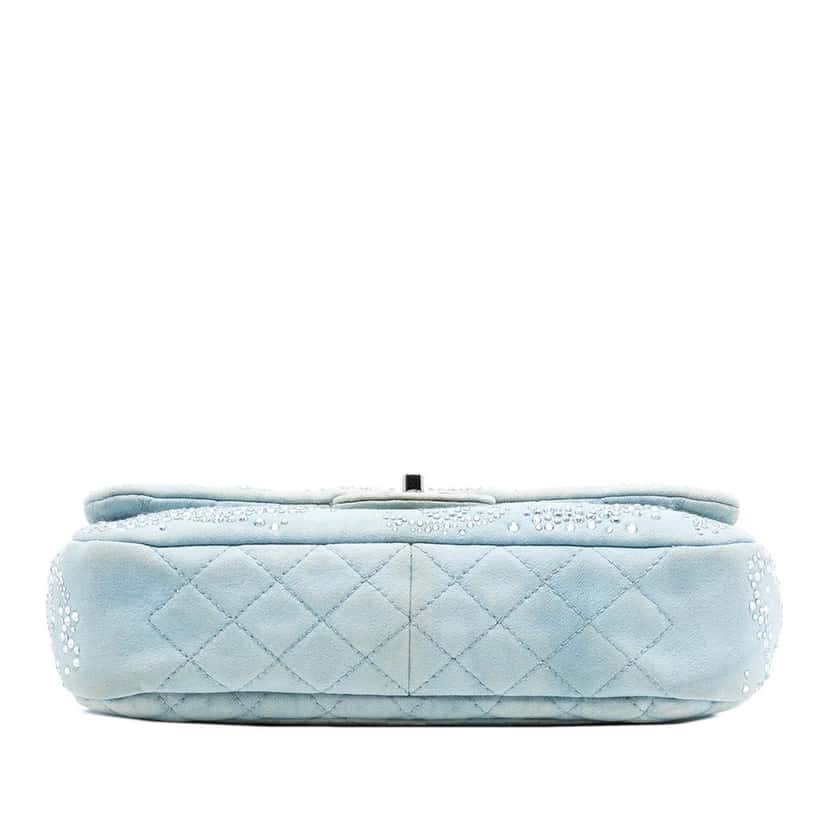Chanel Medium CC Quilted Denim Crystal Embellished Single Flap Blue Denim Fair condition - Inside View