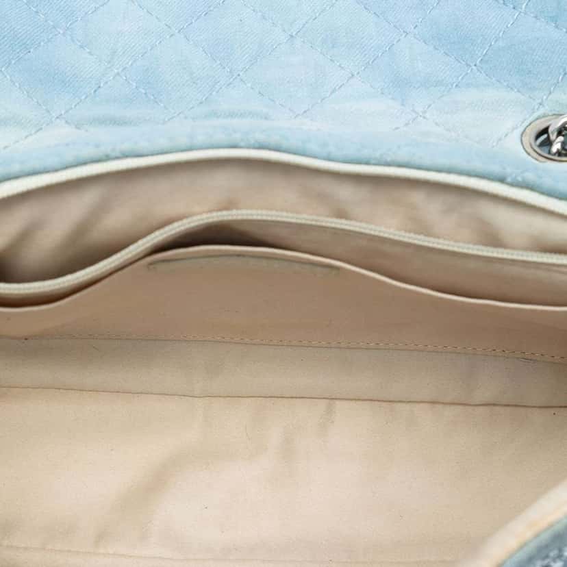 Chanel Medium CC Quilted Denim Crystal Embellished Single Flap Blue Denim Fair condition - Model View