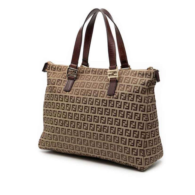 Fendi Zucchino Canvas Tote Brown Canvas Good condition - Back View