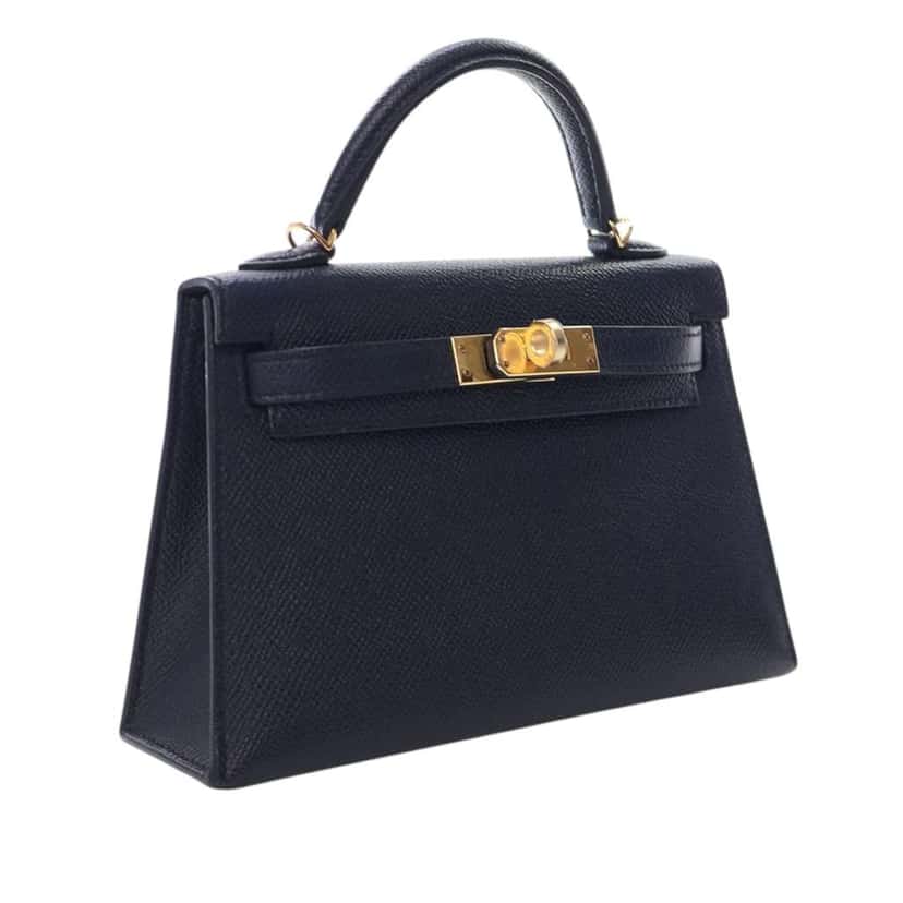 Hermès Mini Epsom Kelly II Sellier 20 Blue Leather Very good condition - Back View