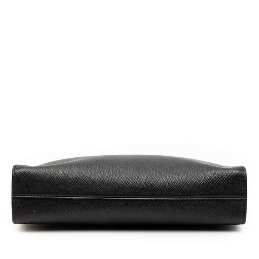 Prada Saffiano Wristlet Pouch Black Leather Good condition - Inside View