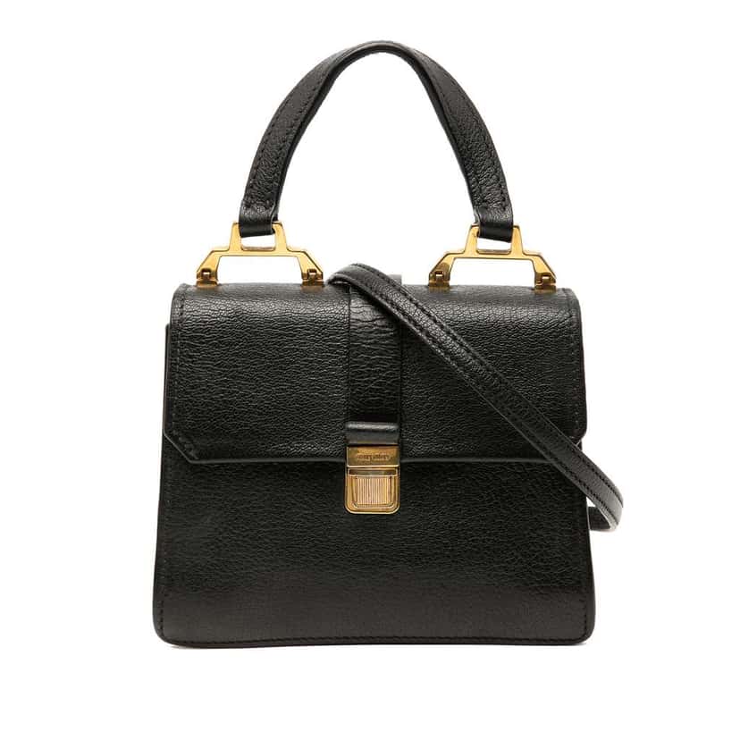 Miu Miu Mini Goatskin Madras Bandoliera Top Handle Bag Black Leather Good condition - Front View