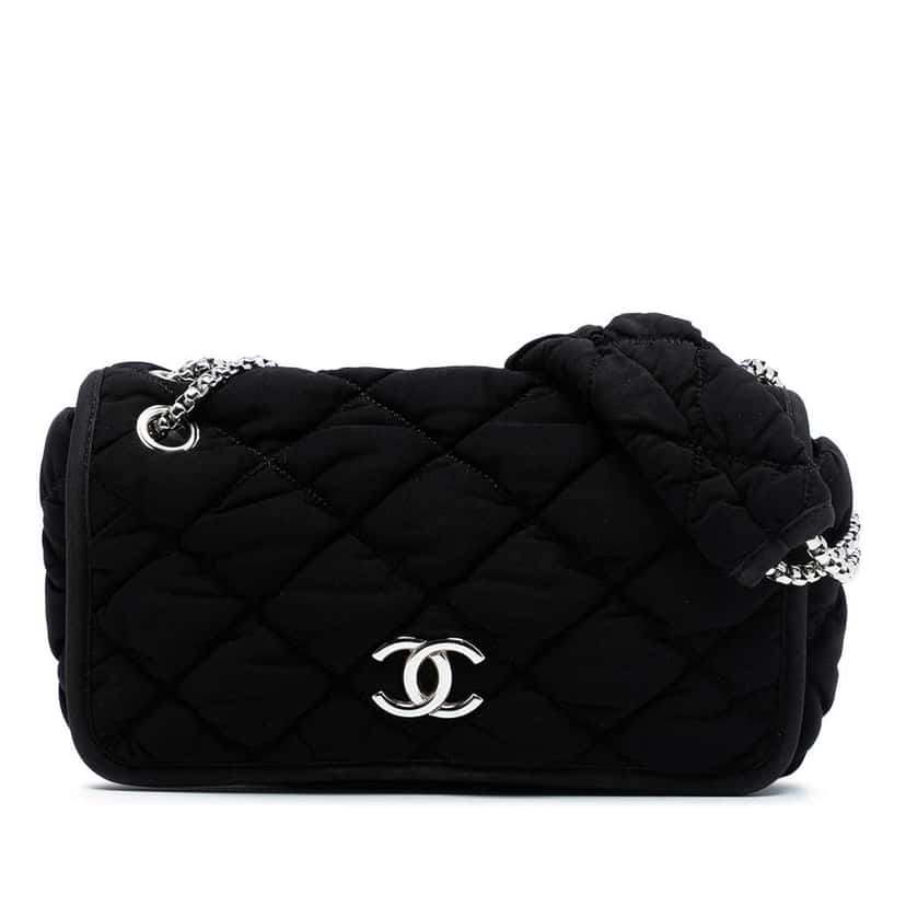Chanel Small Quilted Nylon Bubble Flap Black Good condition - Front View