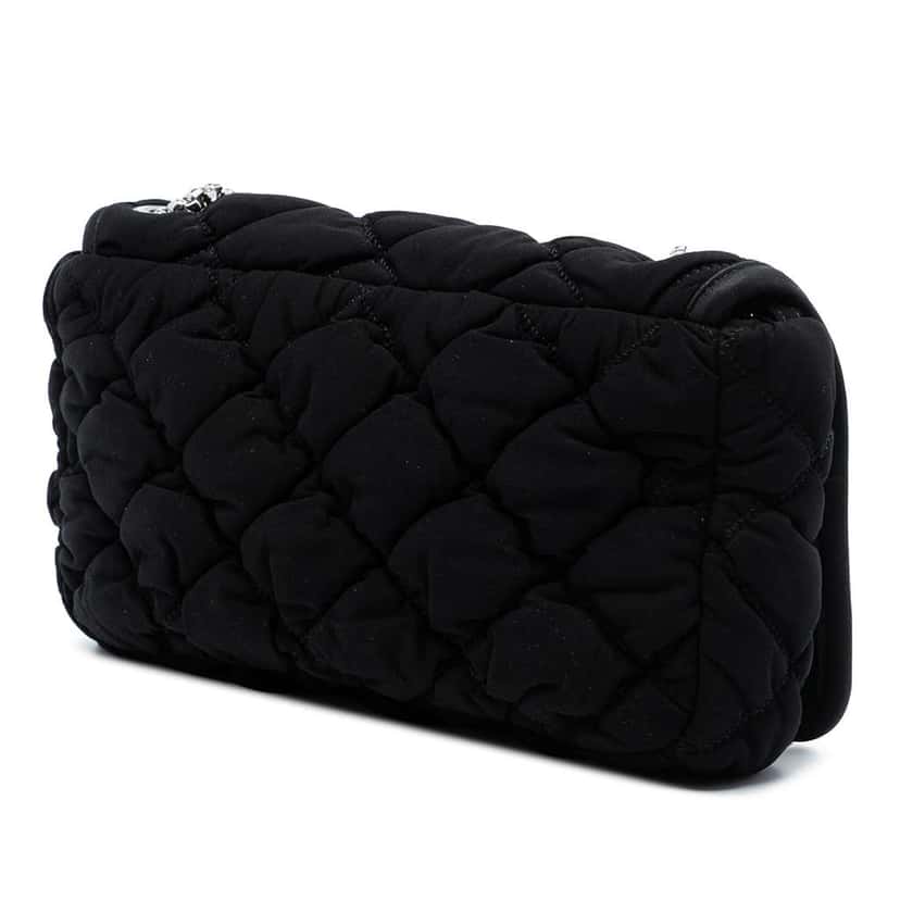Chanel Small Quilted Nylon Bubble Flap Black Good condition - Back View