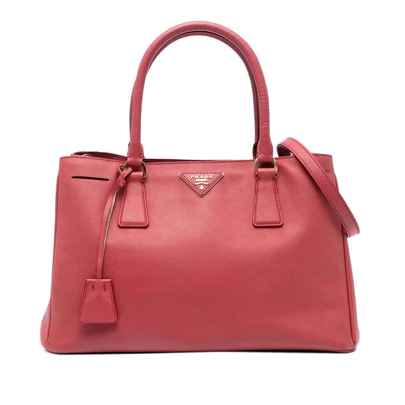 Prada Medium Saffiano Lux Galleria Satchel Red Leather Good condition - Front View