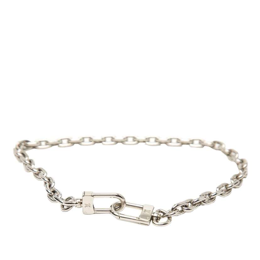 Louis Vuitton Silver Plated Chain Strap Silver Metal Good condition - Front View