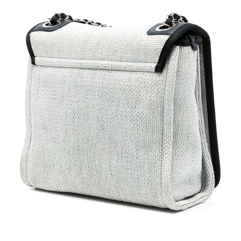 Chanel Small Raffia Deauville Messenger Grey Good condition - Back View