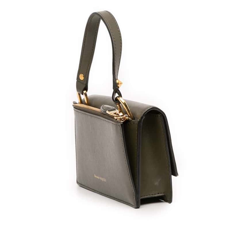 Alexander McQueen Mini Leather Skull Lock Top Handle Bag Green Leather Very good condition - Back View