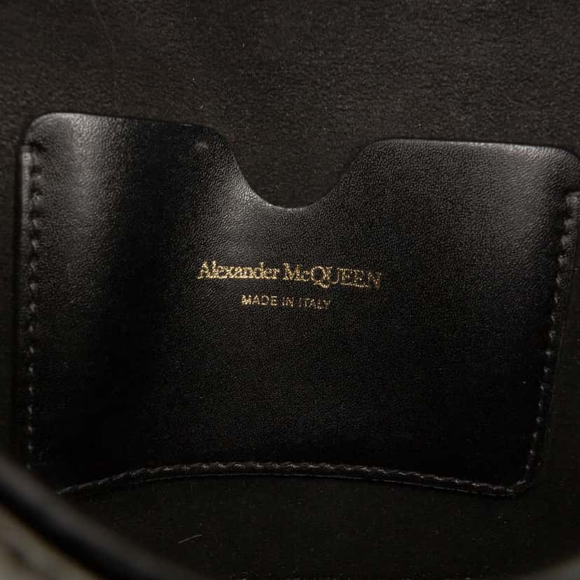 Alexander McQueen Mini Leather Skull Lock Top Handle Bag Green Leather Very good condition - Box View