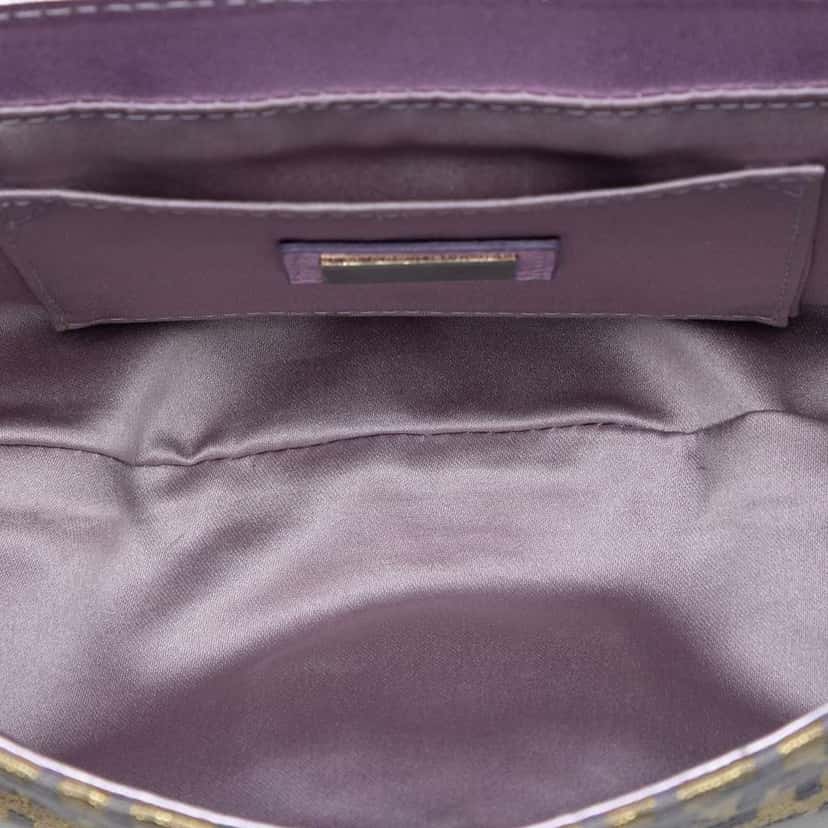 Fendi Zucchino Coated Canvas and Metallic Leather Compilation Shoulder Bag Gold Canvas Good condition - Model View