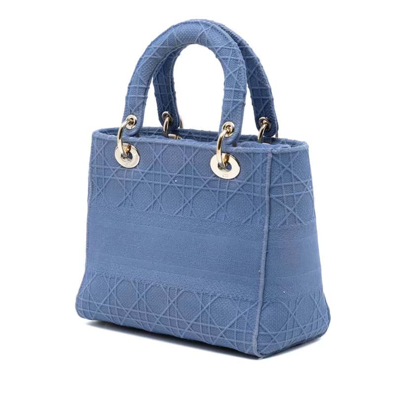 Dior Medium Canvas Cannage Lady D Lite Blue Canvas Good condition - Back View