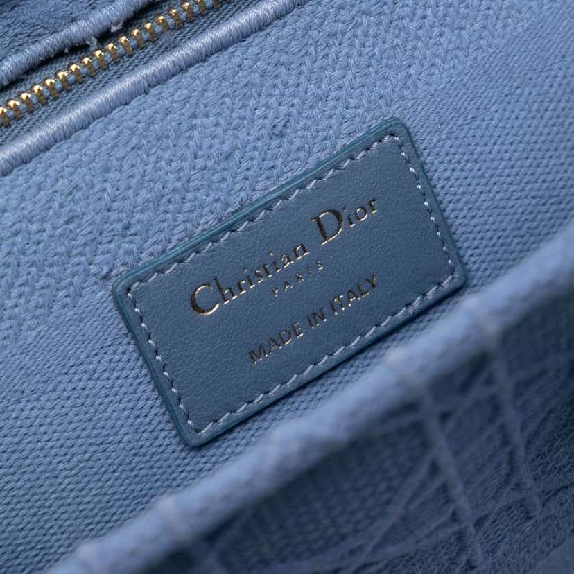 Dior Medium Canvas Cannage Lady D Lite Blue Canvas Good condition - Box View