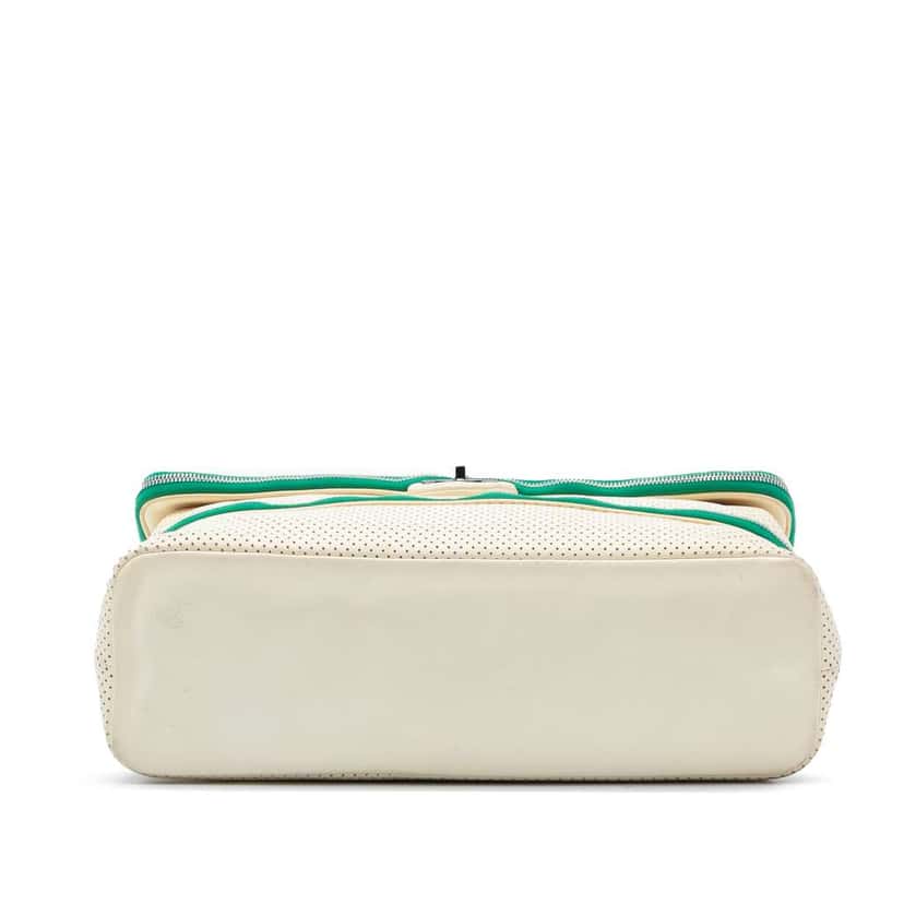 Chanel Perforated Calfskin Expandable Shoulder Bag White Leather Very good condition - Inside View