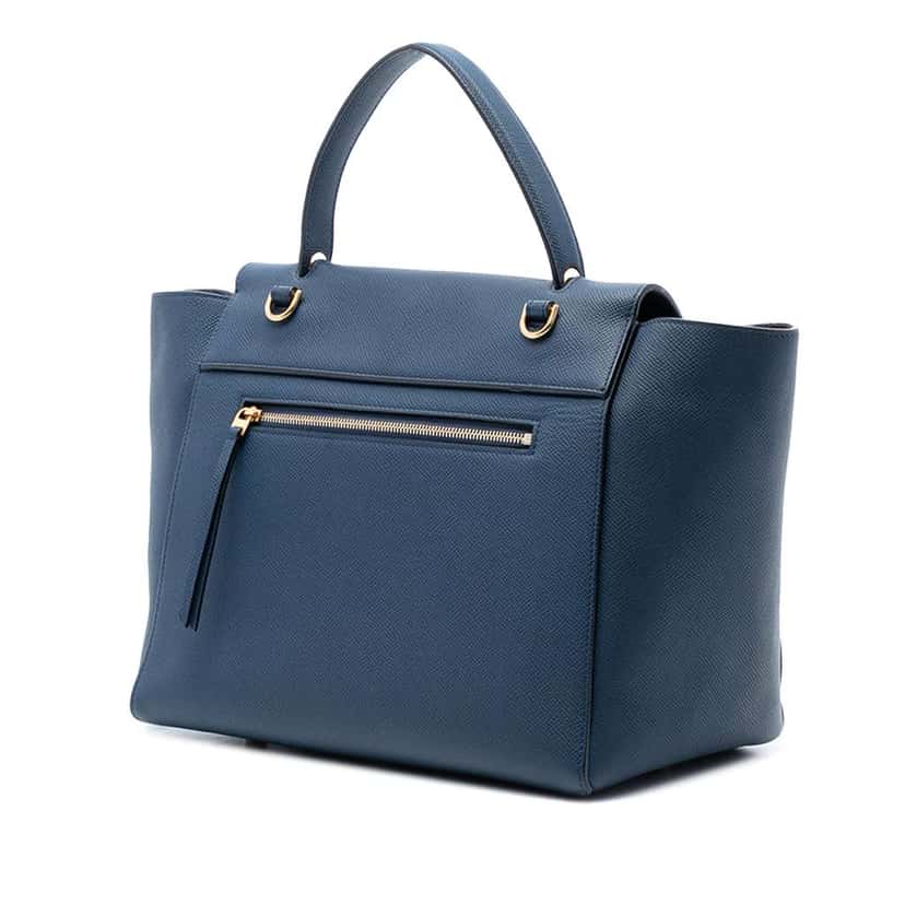 Celine Mini Grained Calfskin Belt Bag Blue Leather Good condition - Back View