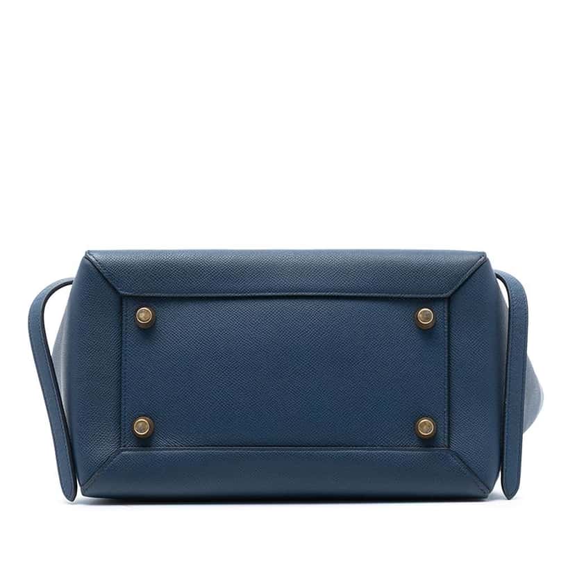 Celine Mini Grained Calfskin Belt Bag Blue Leather Good condition - Inside View