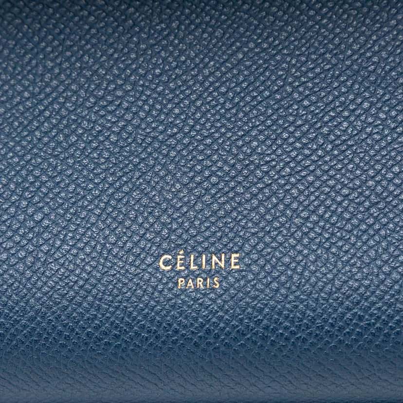 Celine Mini Grained Calfskin Belt Bag Blue Leather Good condition - Box View