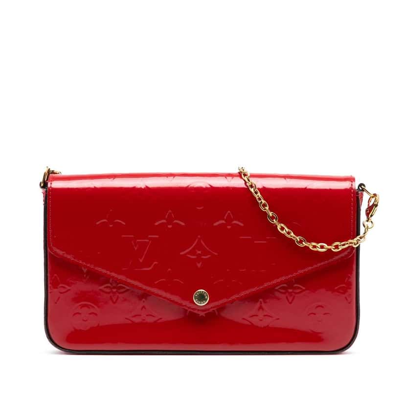 Louis Vuitton Monogram Vernis Pochette Felicie Red Leather Very good condition - Front View
