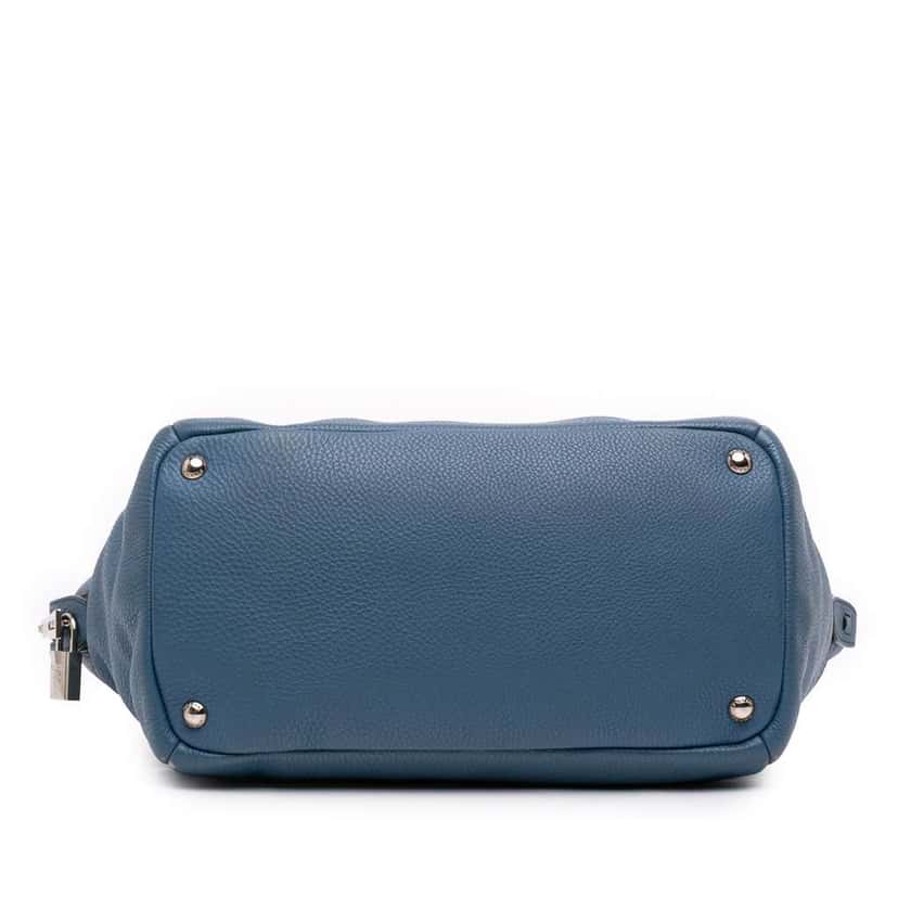 Prada Vitello Daino Double Handle Satchel Blue Leather Very good condition - Inside View