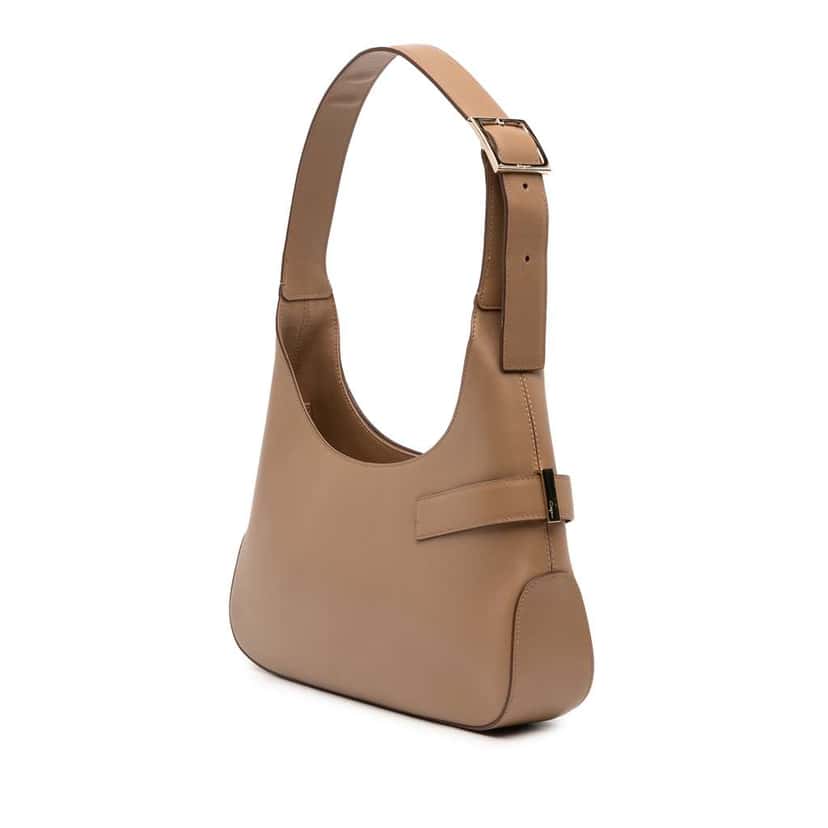 Salvatore Ferragamo Leather Gancini Shoulder Bag Brown Leather Good condition - Back View