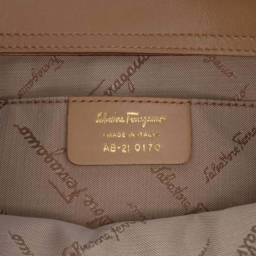 Salvatore Ferragamo Leather Gancini Shoulder Bag Brown Leather Good condition - Box View